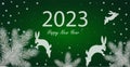Happy New Year 2023 and Merry Christmas, Rabbit zodiac sign Royalty Free Stock Photo